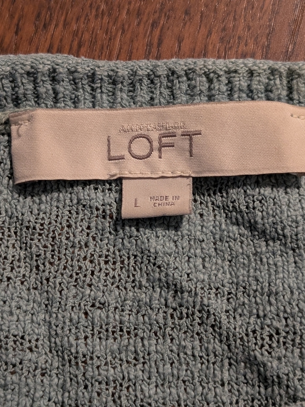 LOFT Sage Green Long Sleeve Lightweight Knit Top - Picture 2 of 2